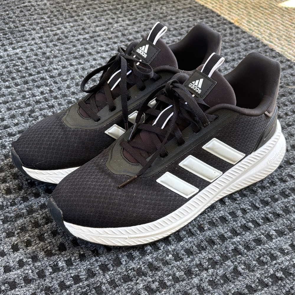 adidas Black Mesh Sneakers with White Stripes